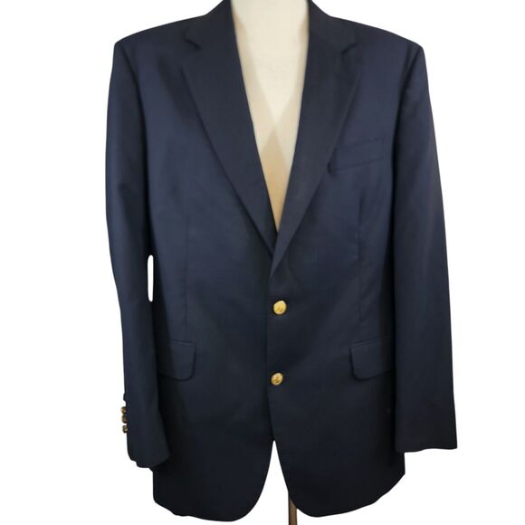 Loro Piana Brooks Brothers Blazer Mens 43L Brookwood Navy Blue Gold Buttons Wool - Picture 1 of 10